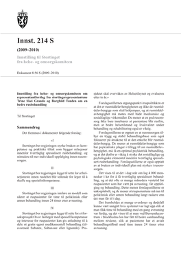 Innst. 214 S (2009–2010) Innstilling Til Stortinget Fra Helse- Og Omsorgskomiteen