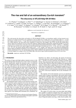 Arxiv:1909.05567V2 [Astro-Ph.HE] 25 Feb 2020