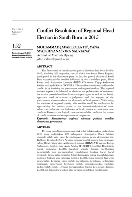 Conflict Resolution of Regional Head Election in South Buru in 2015