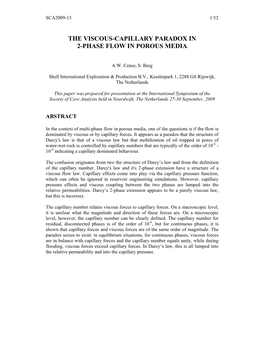 2009: the Viscous-Capillary Paradox in 2-Phase Flow in Porous Media