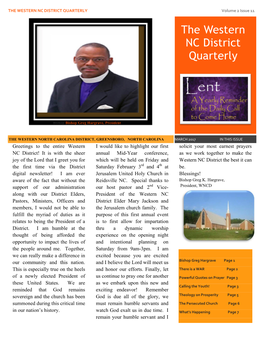 THE WESTERN NC DISTRICT QUARTERLY Volume 2 Issue 11