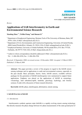 Applications of SAR Interferometry in Earth and Environmental Science Research