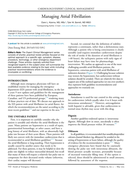 Managing Atrial Fibrillation