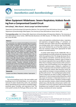 Severe Respiratory Acidosis Resulting from a Compromised Coaxial Circuit