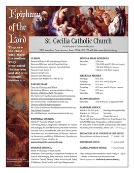 St. Cecilia Catholic Church Archdiocese of Galveston-Houston 11720 Joan of Arc Drive · Houston, Texas · 77024-2602 · 713-465-3414 ·