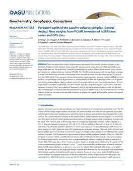 Persistent Uplift of the Lazufre Volcanic Complex (Central 10.1002/2014GC005370 Andes): New Insights from PCAIM Inversion of Insar Time