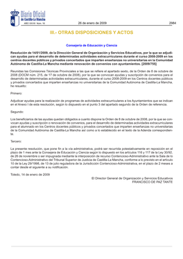 Iii.- Otras Disposiciones Y Actos