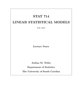 Stat 714 Linear Statistical Models