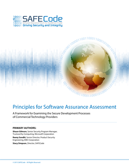 Principles for Software Assurance Assessment a Framework for Examining the Secure Development Processes of Commercial Technology Providers