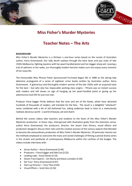 Miss Fisher's Murder Mysteries Teacher Notes – the Arts