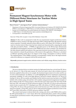 Permanent Magnet Synchronous Motor with Different Rotor Structures for Traction Motor in High Speed Trains