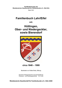 Familienbuch Lahr/Eifel Mit: Hüttingen, Ober