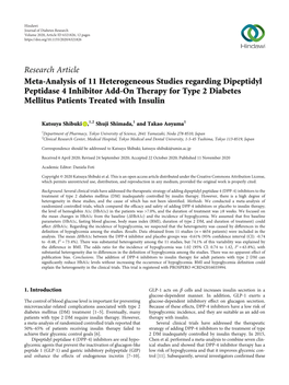 Meta-Analysis of 11 Heterogeneous Studies Regarding Dipeptidyl Peptidase 4 Inhibitor Add-On Therapy for Type 2 Diabetes Mellitus Patients Treated with Insulin