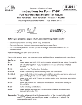 Instructions for Form IT-201 Full-Year Resident Income Tax Return