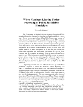 The Underreporting of Police Justifiable Homicides