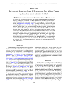 Intrinsic and Scattering Q Near 1 Hz Across the East African Plateau by Alemayehu L