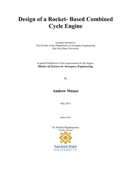 Design of a Rocket- Based Combined Cycle Engine