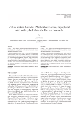 Pohlia Section Cacodon (Mielichhoferiaceae, Bryophyta) with Axillary Bulbils in the Iberian Peninsula