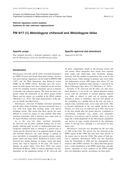 PM 9/17 (1) Meloidogyne Chitwoodi and Meloidogyne Fallax