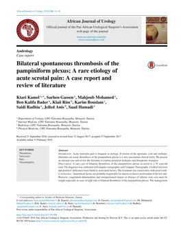 Bilateral Spontaneous Thrombosis of the Pampiniform Plexus; a Rare