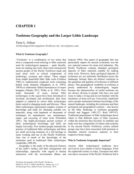 CHAPTER 1 Toolstone Geography and the Larger Lithic Landscape