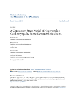 A Contraction Stress Model of Hypertrophic Cardiomyopathy Due to Sarcomere Mutations