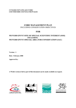 Core Management Plan Including Conservation Objectives