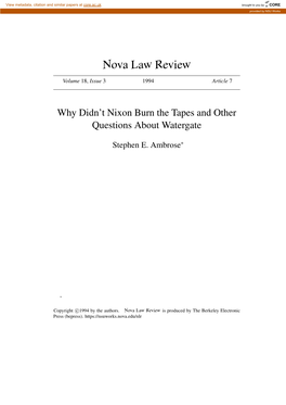 Why Didn't Nixon Burn the Tapes and Other Questions About Watergate