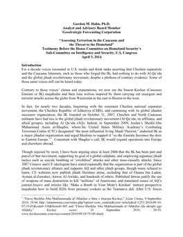 Gordon M. Hahn, Ph.D. Analyst and Advisory Board Member Geostrategic Forecasting Corporation “Assessing Terrorism in the Cauca