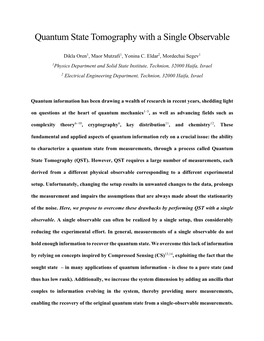 Quantum State Tomography with a Single Observable