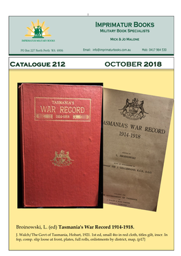 Catalogue 212 OCTOBER 2018