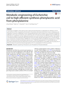 Metabolic Engineering of Escherichia Coli to High Efficient Synthesis