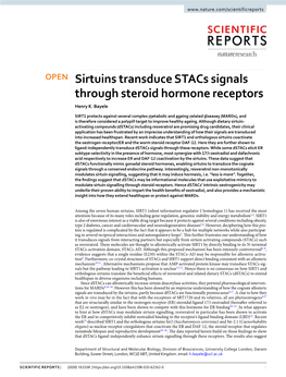 Sirtuins Transduce Stacs Signals Through Steroid Hormone Receptors Henry K