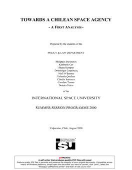 Towards a Chilean Space Agency