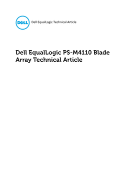Dell Equallogic PS-M4110 Blade Array Technical Article