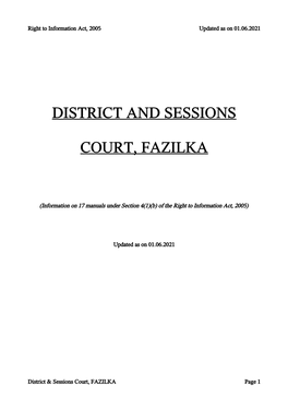 District and Sessions Court, Fazilka