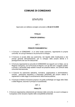 Comune Di Comiziano Statuto