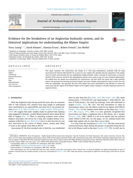 Evidence for the Breakdown of an Angkorian Hydraulic System, and Its