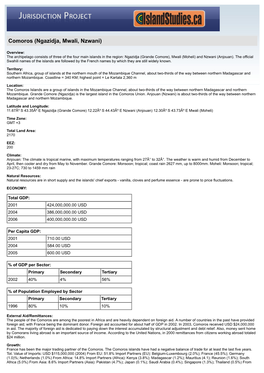 Comoros (Ngazidja, Mwali, Nzwani)