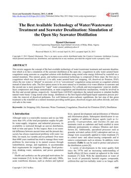 Simulation of the Open Sky Seawater Distillation