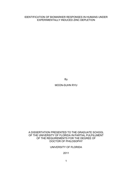 Identification of Biomarker Responses in Humans Under Experimentally Induced Zinc Depletion