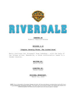 Riverdale | Dialogue Transcript | S4:E16