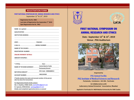 12 September 2019 FIRST NATIONAL SYMPOSIUM on ANIMAL