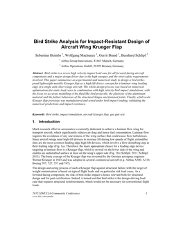 Bird Strike Analysis for Impact-Resistant Design of Aircraft Wing Krueger Flap