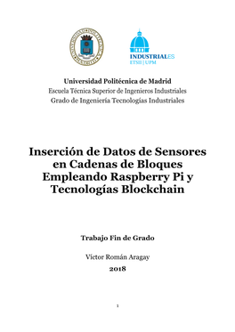 Inserción De Datos De Sensores En Cadenas De Bloques Empleando Raspberry Pi Y Tecnologías Blockchain