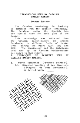 TERMINOLOGY USED by CATALAN BASKET-MAKERS Dolores Soriano