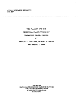 Atoll Research Bulletin No. 317 the Palauan and Yap