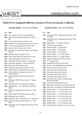 Third of Five Equipment Blowout Auctions in West Sacramento, California