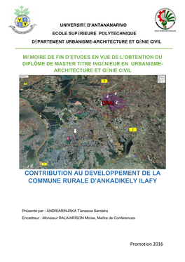 Contribution Au Developpement De La Commune Rurale D’Ankadikely Ilafy