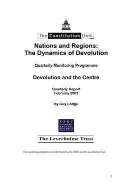 Nations and Regions: the Dynamics of Devolution